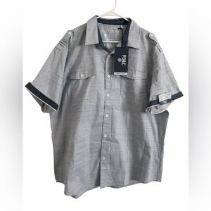 Men's Gray Short Sleeve Button Up Shirt